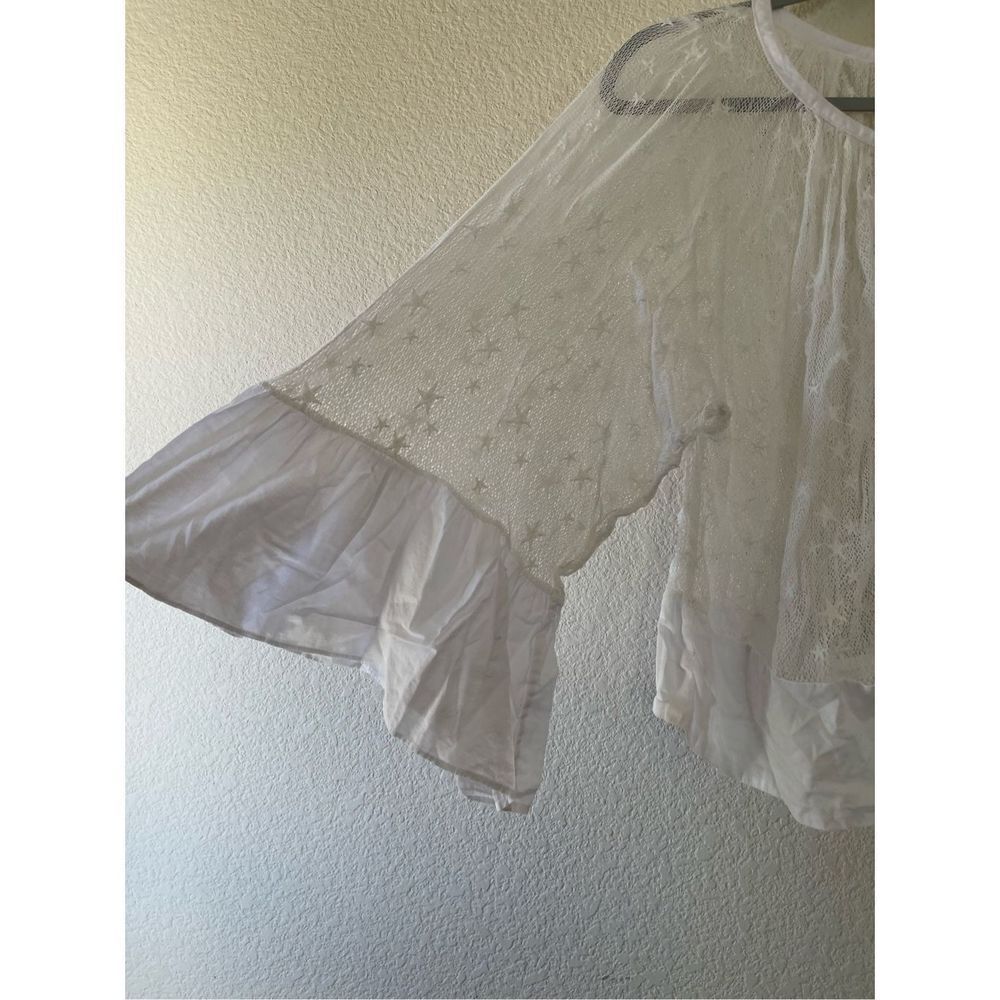 Anthropologie Akemi + Kin‎ star embroidered boho blouse oversized gauzy size xs - Picture 2 of 7